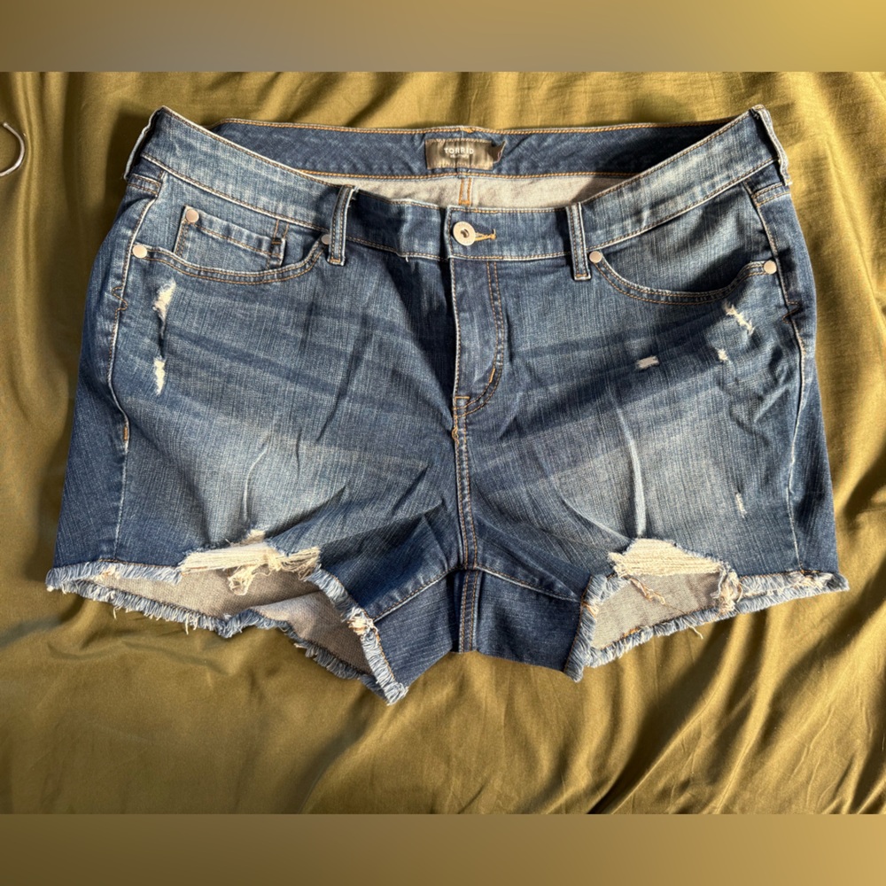Torrid Blue Distressed Jean Shorts